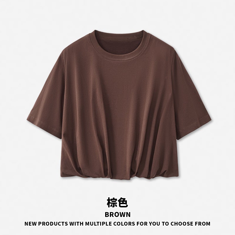 RS Women's Double-Layer Short-Sleeve Crop Top with Puffy Hem - Sexy Street Style for Summer