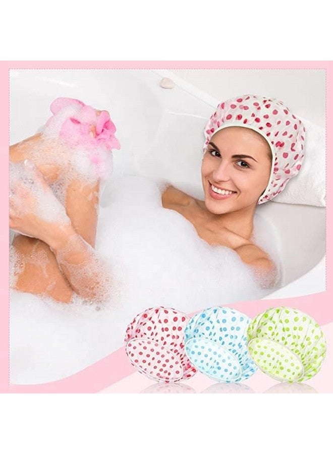 KitchenFest® Reusable 4 Pcs Elastic Eva Shower Caps for Hotel, Salons Spa Waterproof Bath Shower Caps, Multi-design (M, 4) - Image 5