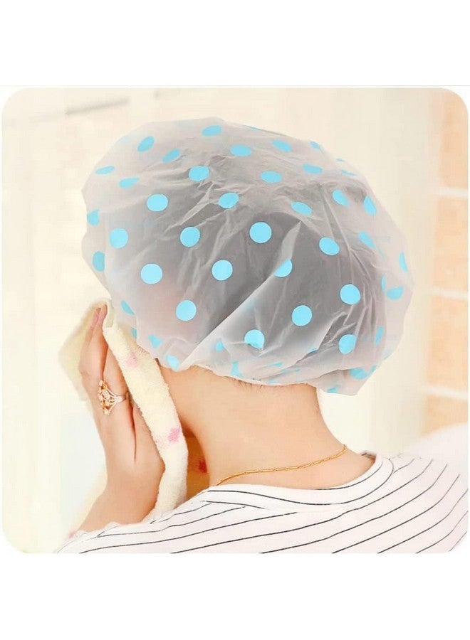 KitchenFest® Reusable 4 Pcs Elastic Eva Shower Caps for Hotel, Salons Spa Waterproof Bath Shower Caps, Multi-design (M, 4) - Image 3