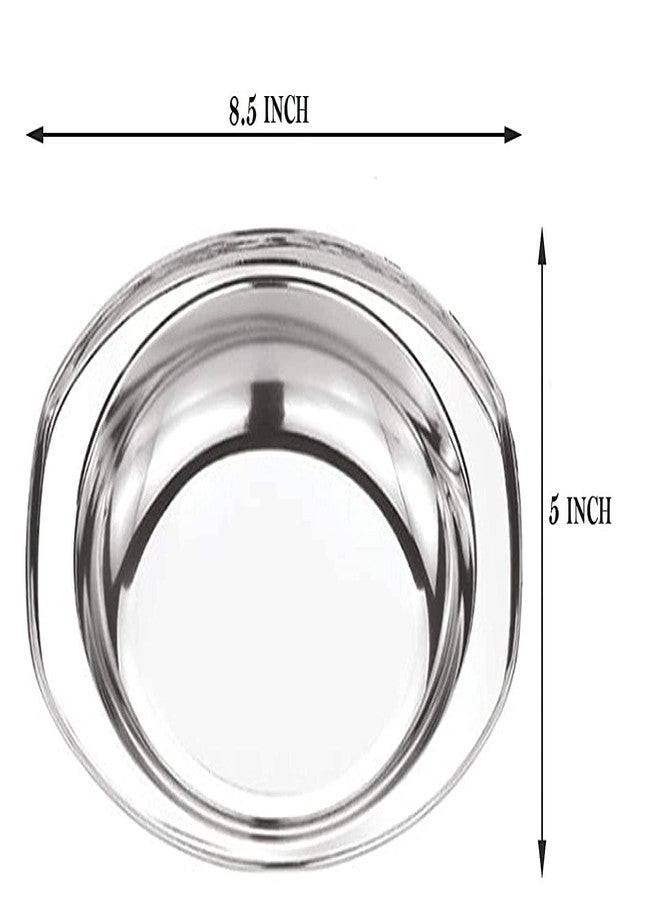 LUXURIA Stainless Steel Idli Plate | Sambar, Oval, Subzi, Rice, Dahi, Chat Plates (4) - Image 3