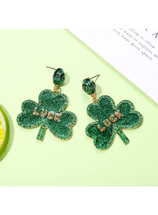CEALXHENY St Patricks Day Earrings For Women, Green Shamrock Earrings Letter Good Luck Irish Earrings Layered Tassel Earrings, St. Patricks Day Accessories Holiday Gifts (Shamrock 2) - Image 4