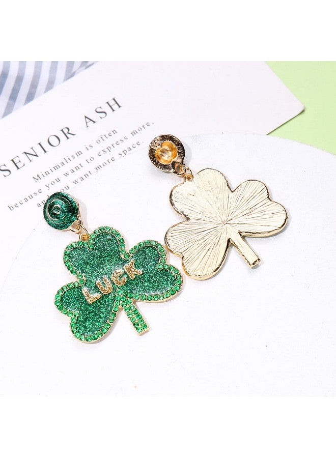 CEALXHENY St Patricks Day Earrings For Women, Green Shamrock Earrings Letter Good Luck Irish Earrings Layered Tassel Earrings, St. Patricks Day Accessories Holiday Gifts (Shamrock 2) - Image 5