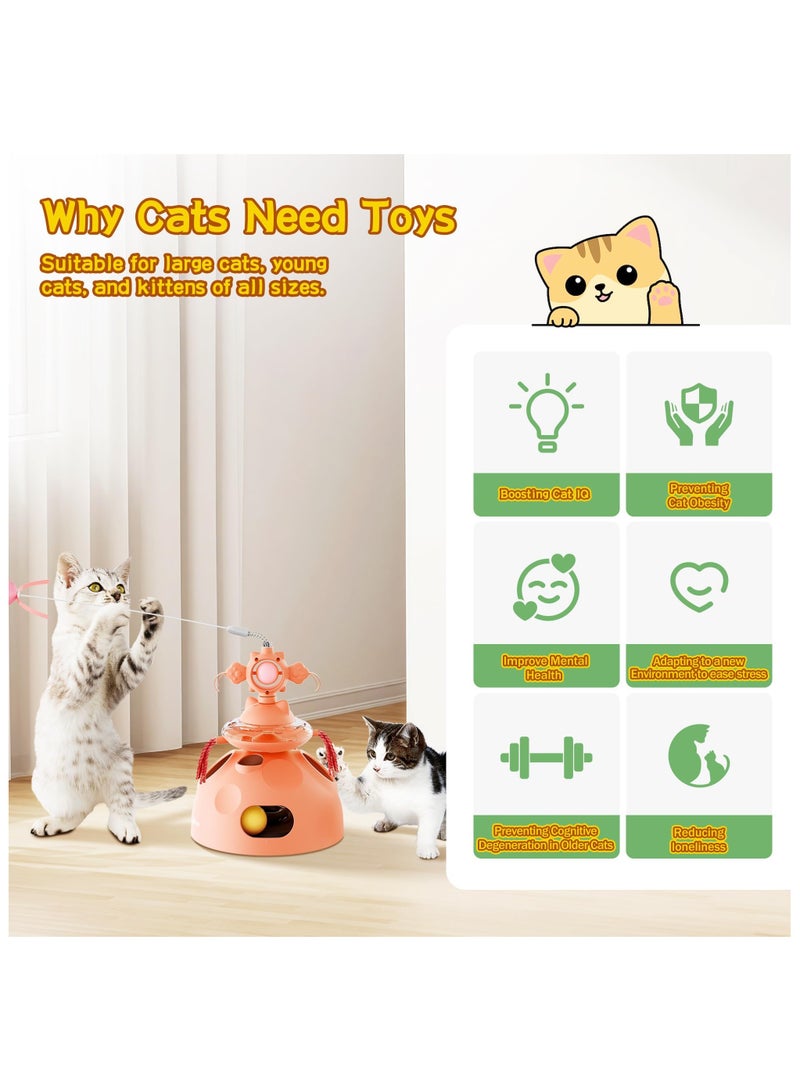 Cat Toys, Interactive 4-in-1 Cat Toy with Track Balls, Fluttering Feathers, Slow Food Dispenser, Fun  Engaging Toys for Bored Indoor Cats, Durable  Safe Interactive (pink) - Image 3