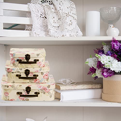 Fasmov 3 Pack Paperboard Suitcases Storage Box Decorative Boxes Storage Gift Boxes With Lids for Photo Storage Home Decoration, Wedding, Birthday, Anniversary, Light Yellow - Image 5