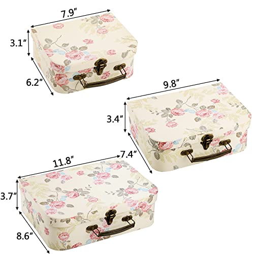 Fasmov 3 Pack Paperboard Suitcases Storage Box Decorative Boxes Storage Gift Boxes With Lids for Photo Storage Home Decoration, Wedding, Birthday, Anniversary, Light Yellow - Image 3