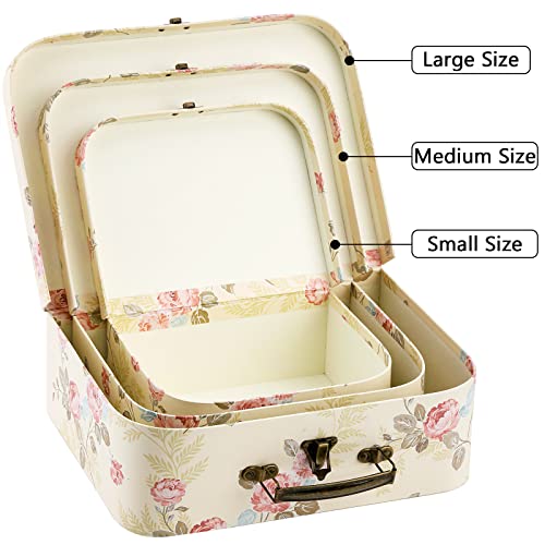 Fasmov 3 Pack Paperboard Suitcases Storage Box Decorative Boxes Storage Gift Boxes With Lids for Photo Storage Home Decoration, Wedding, Birthday, Anniversary, Light Yellow - Image 2