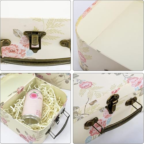 Fasmov 3 Pack Paperboard Suitcases Storage Box Decorative Boxes Storage Gift Boxes With Lids for Photo Storage Home Decoration, Wedding, Birthday, Anniversary, Light Yellow - Image 4