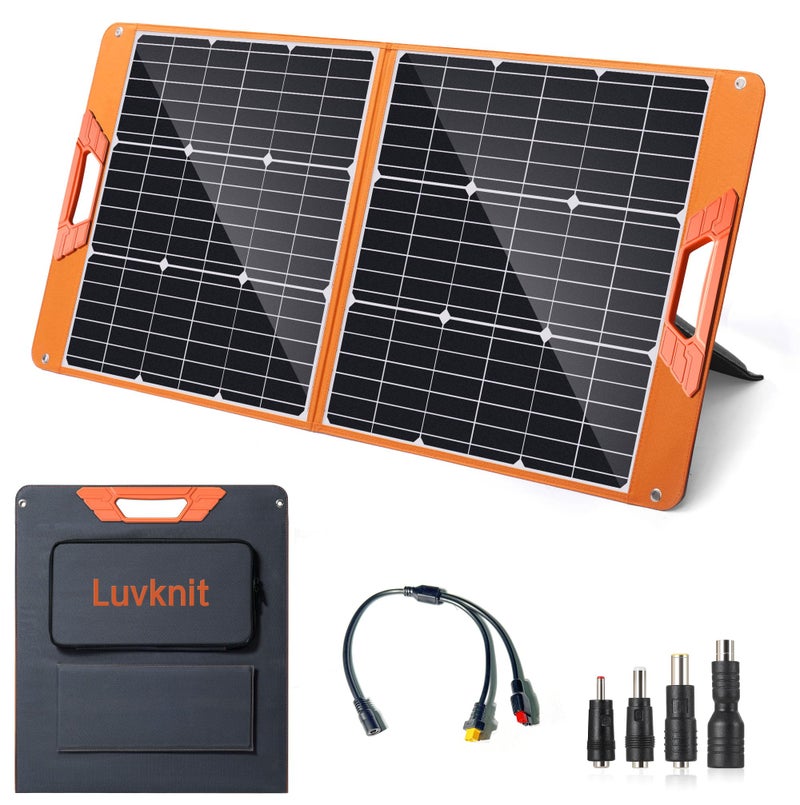 Luvknit Solar Panels 100Watt Portable 24% High-Efficiency 18V Foldable Solar Charger with USB Outputs for Power Stations, Phones, IP65 Waterproof Perfect for Camping, RVing, Home Backup and Off-Grid Blackouts - Image 1