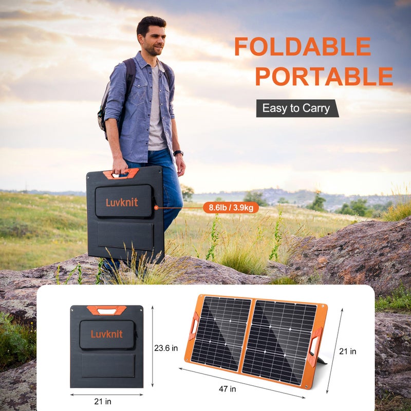 Luvknit Solar Panels 100Watt Portable 24% High-Efficiency 18V Foldable Solar Charger with USB Outputs for Power Stations, Phones, IP65 Waterproof Perfect for Camping, RVing, Home Backup and Off-Grid Blackouts - Image 5