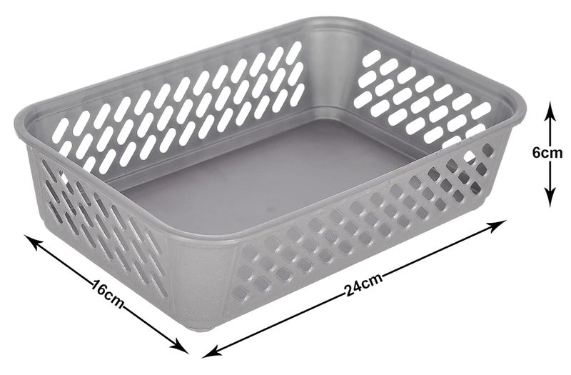 Kuber Industries Heart Home Multipurposes Super Tidy Plastic Basket, Organizer For Kitchen, Countertops, Cabinets, Bathrooms- Pack of 6 (Grey) -46HH0580 - Image 5