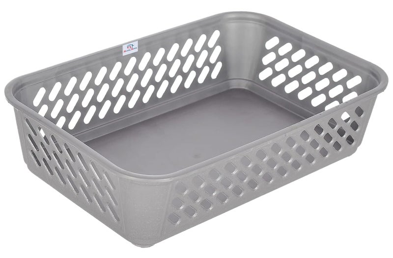 Kuber Industries Heart Home Multipurposes Super Tidy Plastic Basket, Organizer For Kitchen, Countertops, Cabinets, Bathrooms- Pack of 6 (Grey) -46HH0580 - Image 3