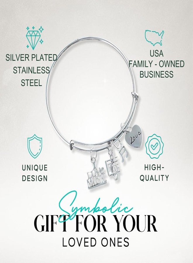 إنفينيتي كوليكشن سوار إنفينيتي كوليكشن لوف ميوزيك الساحر - سوار فضي قابل للتعديل مزين بقلب ومفتاح صول ونوتات موسيقية، هدية مجوهرات موسيقية للنساء والمراهقات ومحبي الموسيقى - Image 3