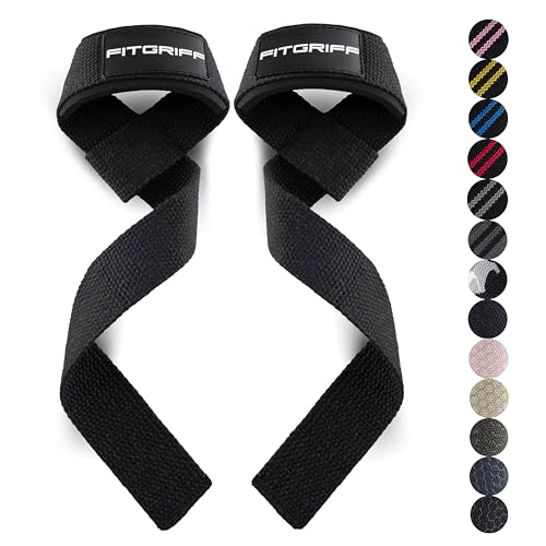Fitgriff® Lifting Wrist Straps for Weightlifting, Gym, Deadlift, Workout (Made of Premium Cotton & Padded) - Men & Women (Standard, Black) - Image 1