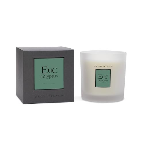 Archipelago Botanicals Hand-Poured Soy Wax Blend Scented Candle with Fragrance Oils, Lead-Free Cotton Wicks, Glass Candle Jar with Gift Box, Burns Approx. 60 Hours, Eucalyptus, 10 Oz. - Image 1