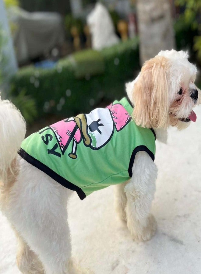 Lulala Dog Shirt with Daisy Print, Pet Summer T-Shirts Sweatshirt Fashion Outfit Vests Breathable Dog Clothes Outfit, Clothes Pet Apparel for Dogs, Cats (Green, 14 INCH) - Image 3