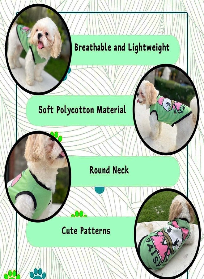 Lulala Dog Shirt with Daisy Print, Pet Summer T-Shirts Sweatshirt Fashion Outfit Vests Breathable Dog Clothes Outfit, Clothes Pet Apparel for Dogs, Cats (Green, 14 INCH) - Image 5