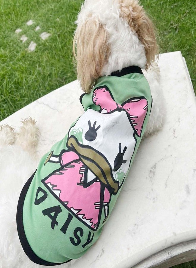 Lulala Dog Shirt with Daisy Print, Pet Summer T-Shirts Sweatshirt Fashion Outfit Vests Breathable Dog Clothes Outfit, Clothes Pet Apparel for Dogs, Cats (Green, 14 INCH) - Image 1