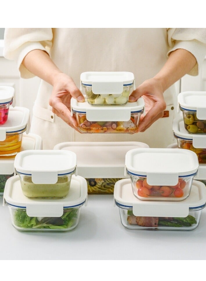 LocknLock LocknLock The Clear Glass Rectangular White Pack – 160ml, 380ml, 630ml & 1L  - Image 5