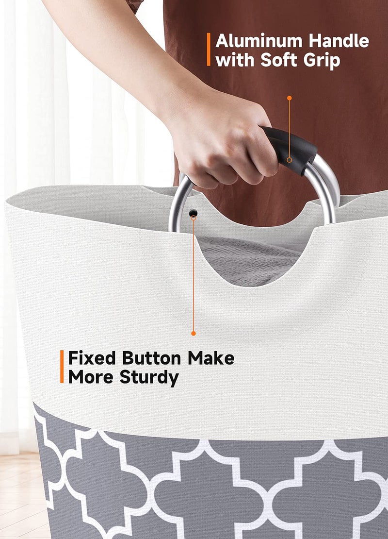 Fabspace Large Laundry Basket Laundry Hamper Bag Washing Bin Clothes Bag Collapsible Tall with Handles Waterproof Travel Bathroom College Essentials Storage for College Dorm, Family (Grey) 82L - Image 4