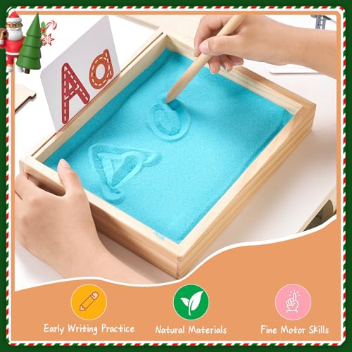 MORITECK Montessori Sand Tray for KidsWriting Play Sand Tray with Lid for Classroom Practice Writing Letters and Numbers - Image 5