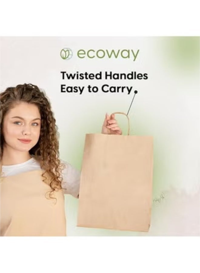 ايكواي أكياس ورق كرافت من إيكو واي، 10 قطع، أكياس هدايا ورقية كبيرة جدًا بمقابض، أكياس تسوق ورقية، أكياس كرافت، أكياس حفلات، أكياس هدايا (بني) - Image 4