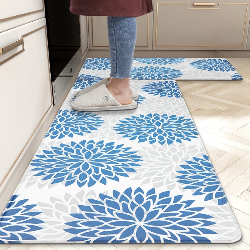 HEBE Anti Fatigue Kitchen Rug Sets 2 Piece Non Slip Kitchen Mats for Floor Cushioned Kitchen Rugs and Mats Waterproof Comfort Standing Mat Runner for KitchenHome OfficeSinkLaundry
