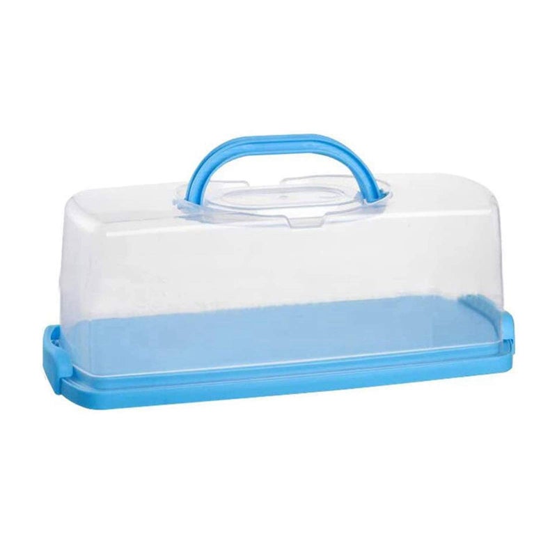 FEOOWV Portable Plastic Rectangular Loaf Bread Box with Transparent Lid Bread Keeper for Carrying and Storing Loaf CakesBanana BreadPumpkin BreadQuick Breads Blue