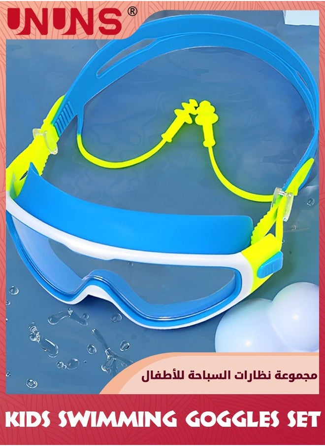 UNUNS Swimming Goggles Kids Set,Leak-Proof Swimming Goggles With Swim Cap,Waterproof Ear Plugs With Nose Clip And Swimming Bag,Anti-Fog Wide View Clear Goggles For Boys Girls 3-15,Blue Dolphin  - Image 5