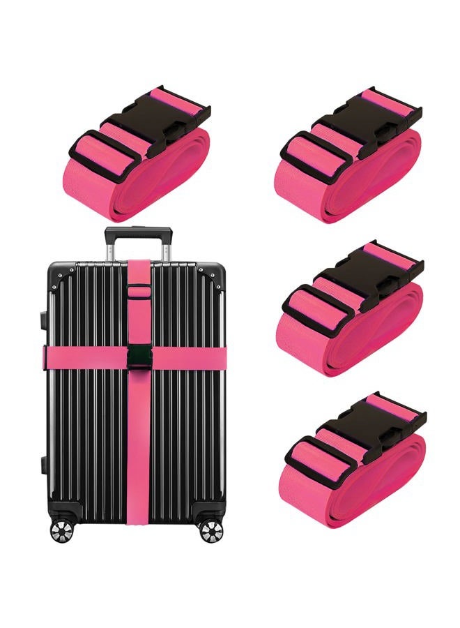 Chelmon Luggage Straps for Suitcases TSA Approved Travel Belt Bag Chain 4 Pack (Rose Red) - Image 1