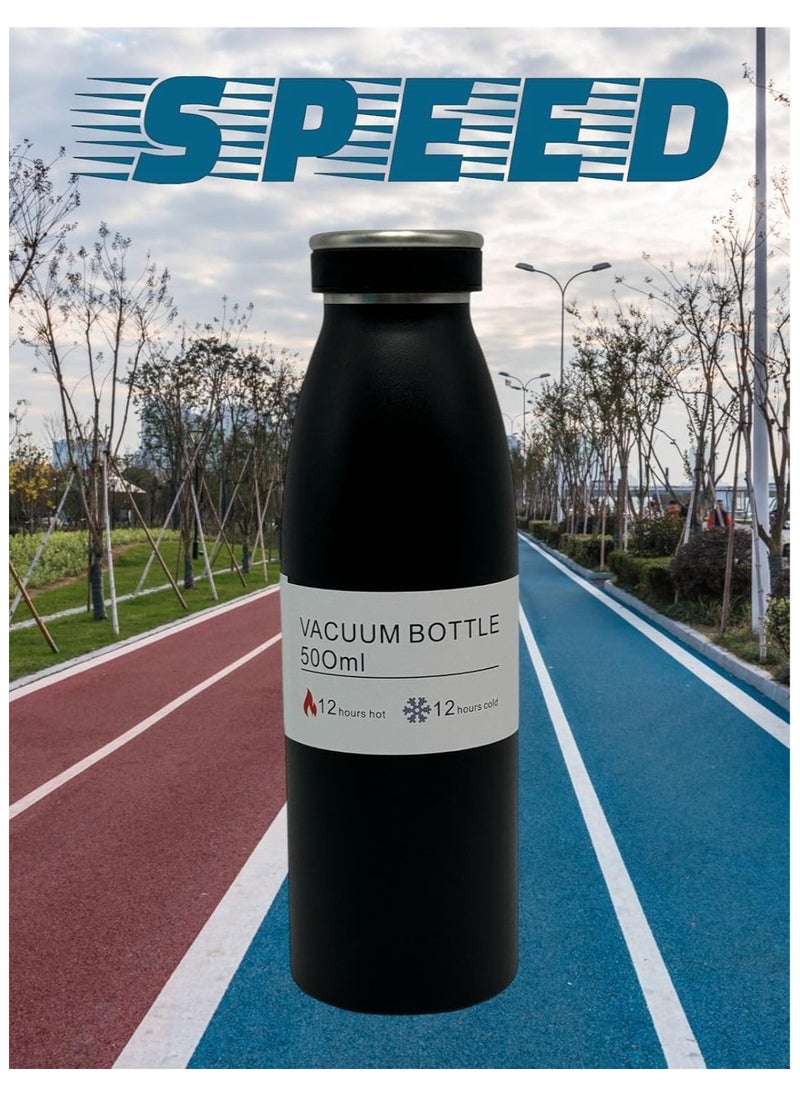 كيوشوب زجاجة مياه ترمس بريميوم من كيوشوب®️ سعة (500ml)، زجاجة شرب عالية الجودة، تحافظ على المشروبات ساخنة وباردة، مثالية للاطفال، معزولة بتفريغ الهواء، امنة للاستخدام في غسالة الصحون  - Image 2