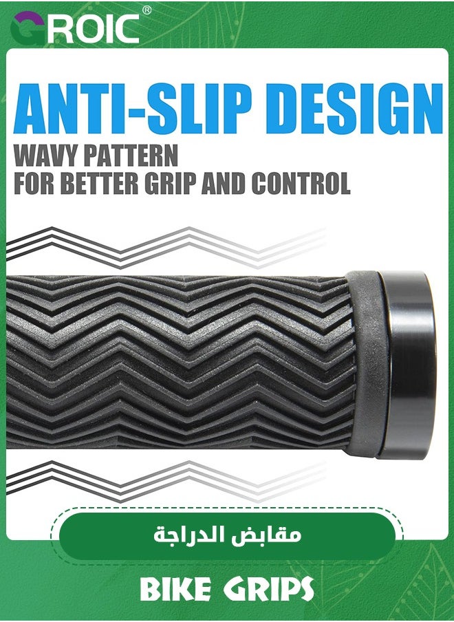 GROIC Bike Grips with Non-Slip Grip, Double Lock-On Ring for MTB BMX Mountain Bicycle, Beach Cruiser, Folding Bike Handlebar with Tool  - Image 2