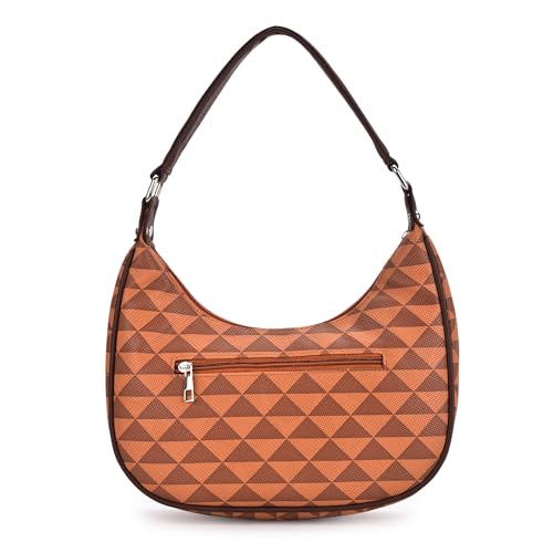 K London Vegan Leather Half Moon Handbag for Girls Suitable for Party, Travel & College Shoulder Bag (Prada Tan) - Image 5