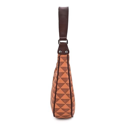 K London Vegan Leather Half Moon Handbag for Girls Suitable for Party, Travel & College Shoulder Bag (Prada Tan) - Image 4