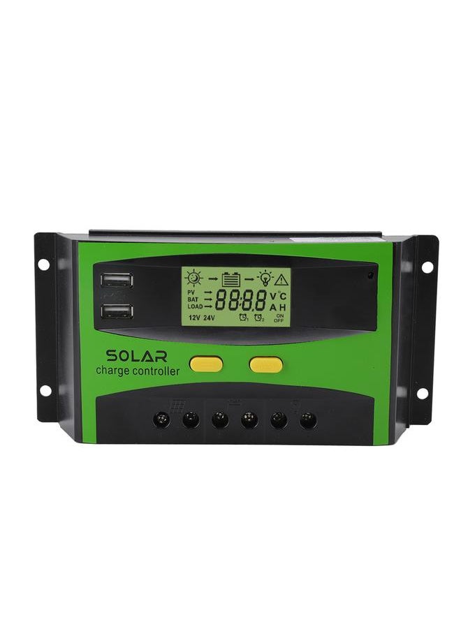 Thoraya - 12V/24V PWM Solar Controller Dual USB Double Button Operation Solar Charge Controller with LCD Display for Home Garden 50A 650W（12V）1300W（24V） - Image 1