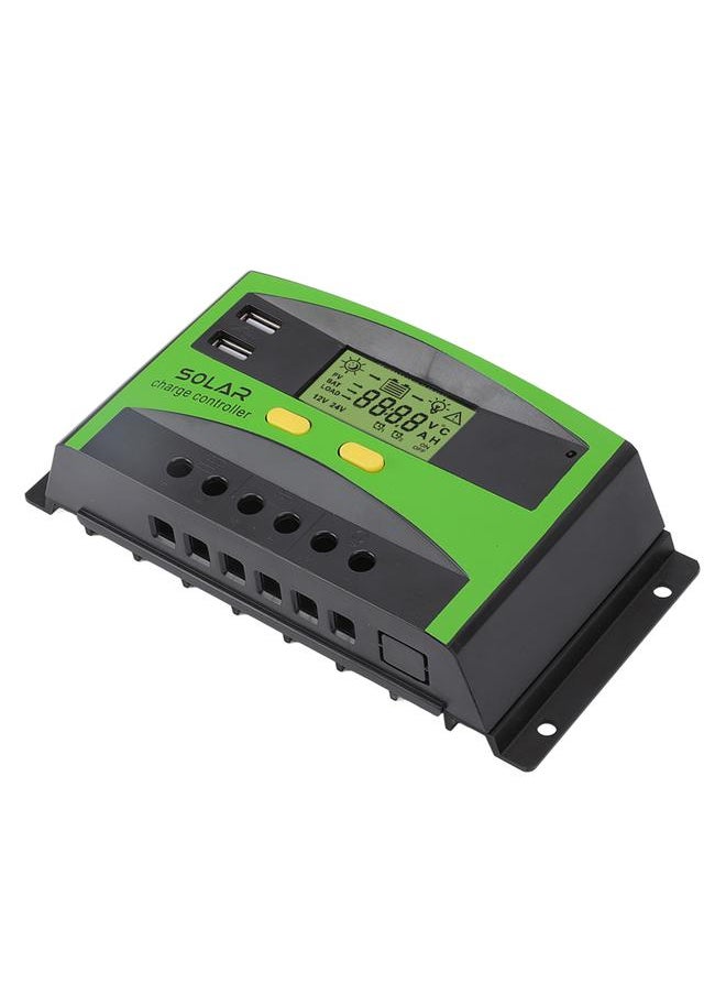 Thoraya - 12V/24V PWM Solar Controller Dual USB Double Button Operation Solar Charge Controller with LCD Display for Home Garden 50A 650W（12V）1300W（24V） - Image 1