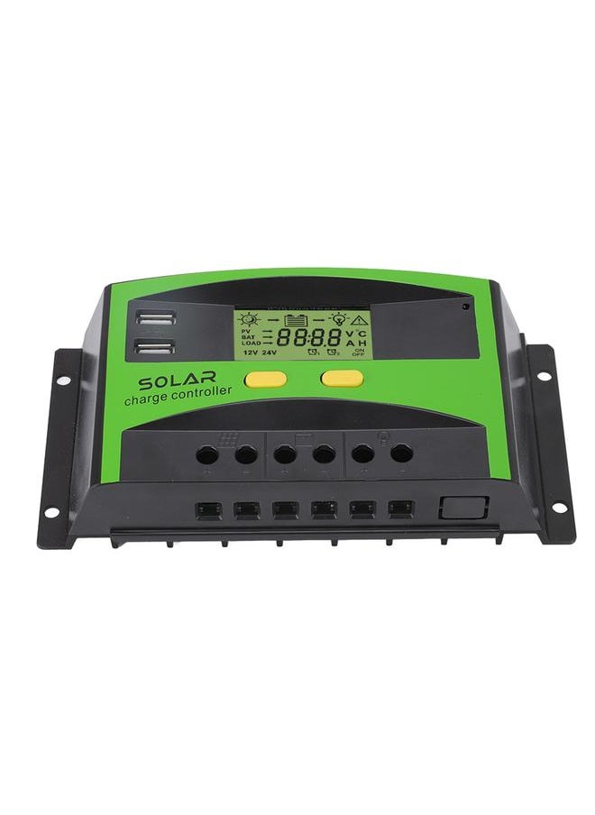 Thoraya - 12V/24V PWM Solar Controller Dual USB Double Button Operation Solar Charge Controller with LCD Display for Home Garden 50A 650W（12V）1300W（24V） - Image 1