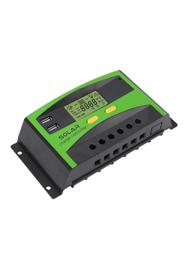 Thoraya - 12V/24V PWM Solar Controller Dual USB Double Button Operation Solar Charge Controller with LCD Display for Home Garden 50A 650W（12V）1300W（24V） - Image 1