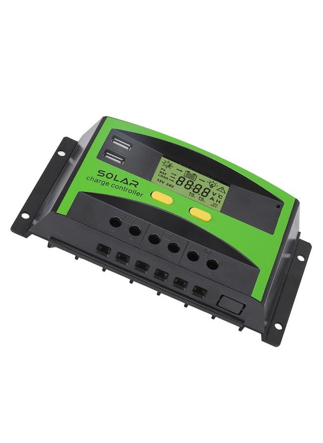 Thoraya - 12V/24V PWM Solar Controller Dual USB Double Button Operation Solar Charge Controller with LCD Display for Home Garden 50A 650W（12V）1300W（24V） - Image 1