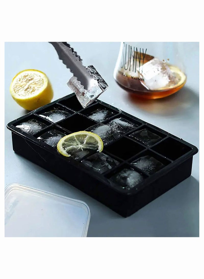 هومستر مكعبات صينية الثلج السيليكون مع غطاء 2pcs أسود - Image 2