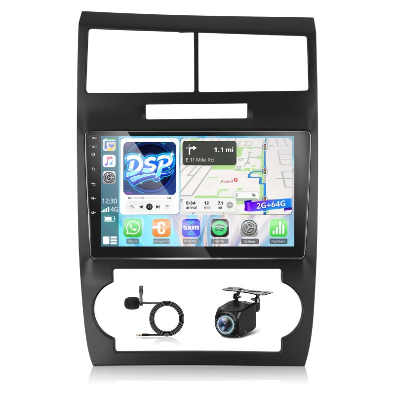 NHOPEEW [2+64G] for Dodge Charger and for Dodge Magnum 2005-2007 Android Radio with DSP - 9 inch Touchscreen Car Radio - Wireless Carplay and Android Auto, Mirror Link, WiFi, GPS, SWC + Canbus + Backup Camera - Image 1
