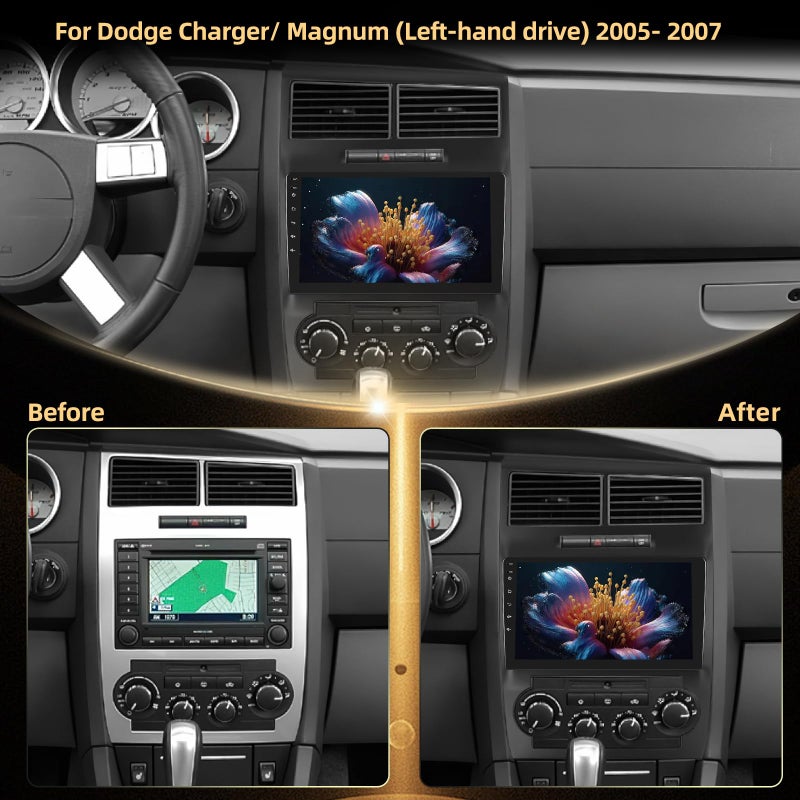 NHOPEEW [2+64G] for Dodge Charger and for Dodge Magnum 2005-2007 Android Radio with DSP - 9 inch Touchscreen Car Radio - Wireless Carplay and Android Auto, Mirror Link, WiFi, GPS, SWC + Canbus + Backup Camera - Image 3