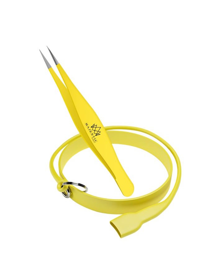 Majestic Bombay Point Tweezer for Women and Men – Splinter Ticks,Facial, Brow and Ingrown Hair Removal–Sharp, Needle Nose, Surgical Tweezers Precision best tweezers for chin hair X Drop Wristband - Image 1