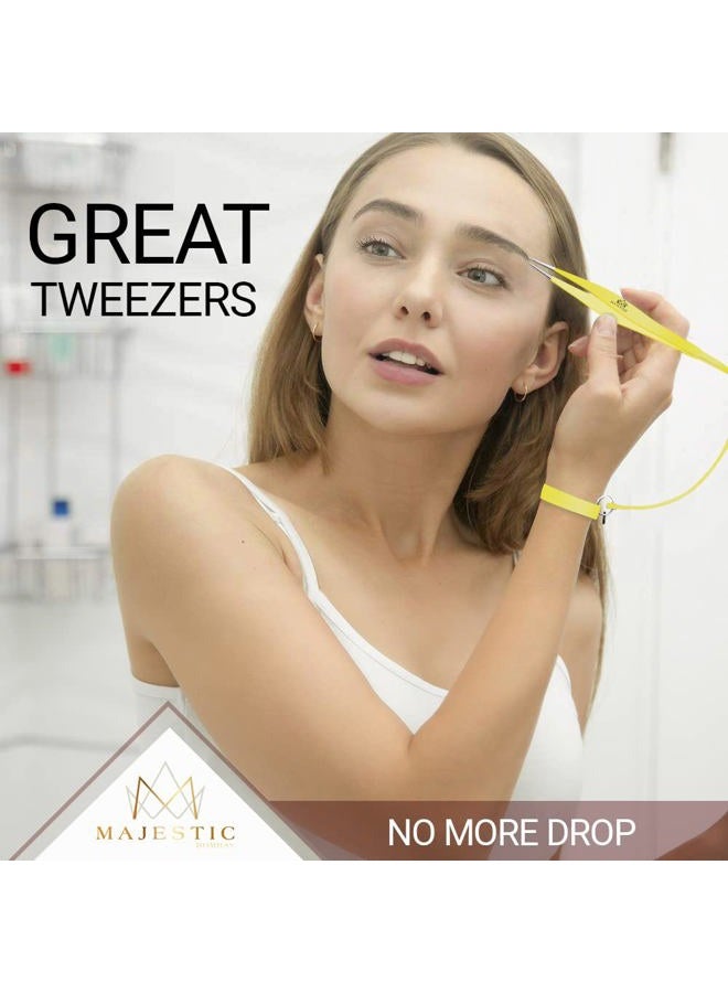 Majestic Bombay Point Tweezer for Women and Men – Splinter Ticks,Facial, Brow and Ingrown Hair Removal–Sharp, Needle Nose, Surgical Tweezers Precision best tweezers for chin hair X Drop Wristband - Image 5