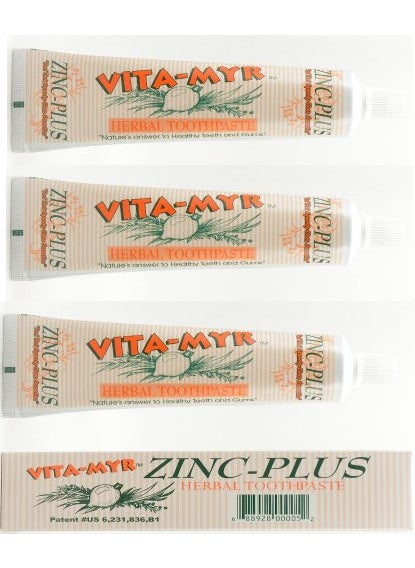 VITA-MYR 3 Pack VITA-MYR Zinc Plus Toothpaste 4 oz 