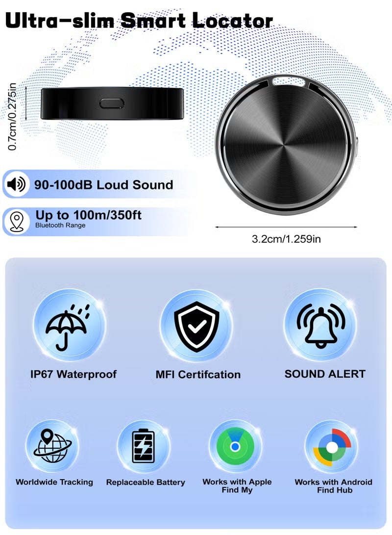 Upgraded Bluetooth Tracker, Dual System for iOS u0026 Android, Compatible with Apple Find My u0026 Google Find Hub, IP67 Waterproof Smart Item Finder for Keys, Wallet, Luggage - Image 2