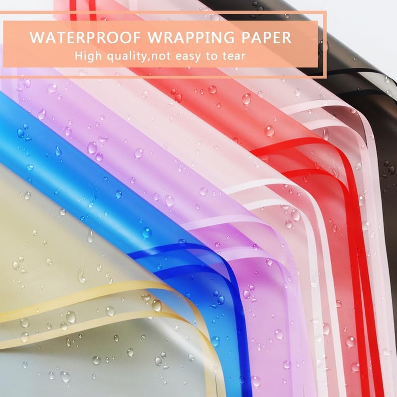 BBJ WRAPS Plastic Flower Wrapping Paper with Line Waterproof Floral Bouquet Wrapping Paper for Florist Supplies on Valentine's, Mother's Day, Birthdays, 23.6 x 23.6 Inch - 40 Sheets - Image 3