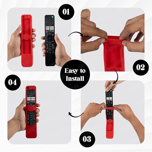 SHOPOFLUX Silicone Heavy Duty Armor Case Cover Compatible with Sony Smart Tv Remote Cover with Lanyard [Remote NOT Included] (RED) - Image 3