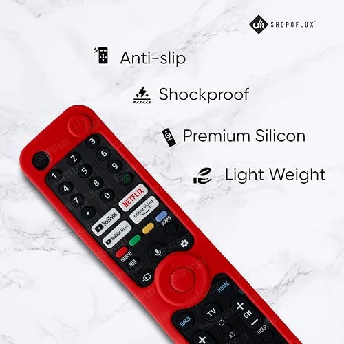 SHOPOFLUX Silicone Heavy Duty Armor Case Cover Compatible with Sony Smart Tv Remote Cover with Lanyard [Remote NOT Included] (RED) - Image 5
