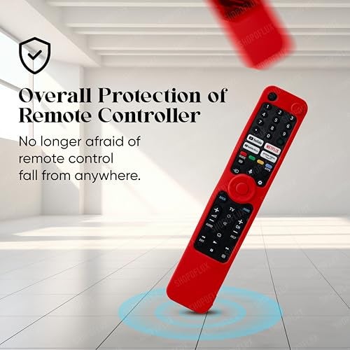 SHOPOFLUX Silicone Heavy Duty Armor Case Cover Compatible with Sony Smart Tv Remote Cover with Lanyard [Remote NOT Included] (RED) - Image 4