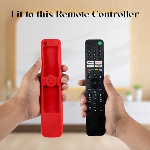 SHOPOFLUX Silicone Heavy Duty Armor Case Cover Compatible with Sony Smart Tv Remote Cover with Lanyard [Remote NOT Included] (RED) - Image 2